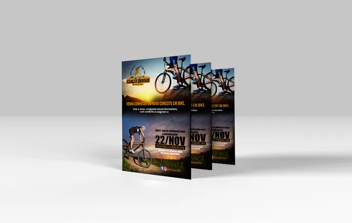 Mockup do flyer da Caça Pedal Mountain Bike